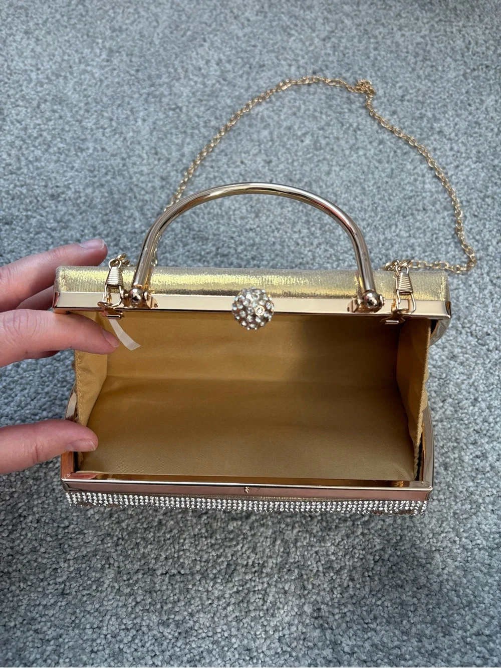 Sparkling Chevron Crystal Evening Clutch - Gold & Silver